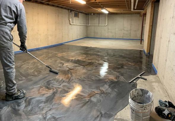 Plancher au rendu métallique